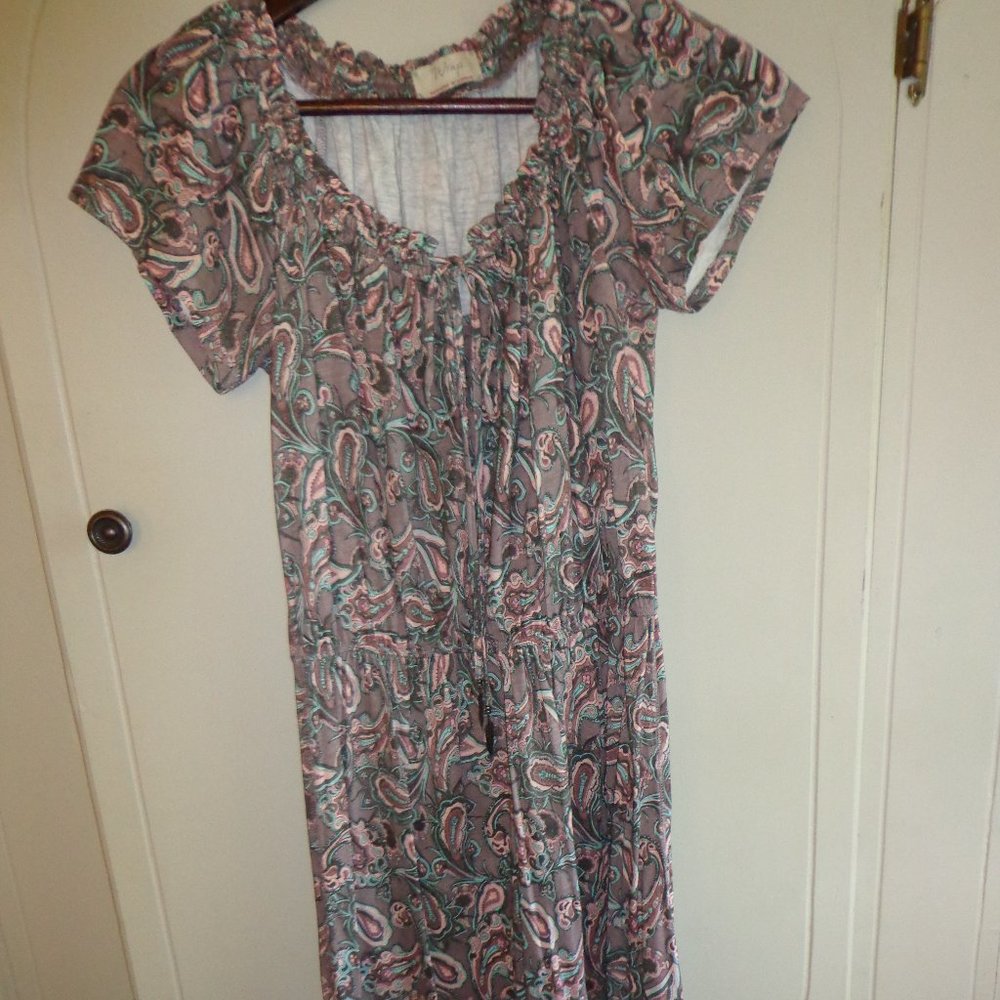 BRAND NEW Wrap Paisley Dress 2 Dusty Rose Short Raglan Sleeves Scoop Tie Neck